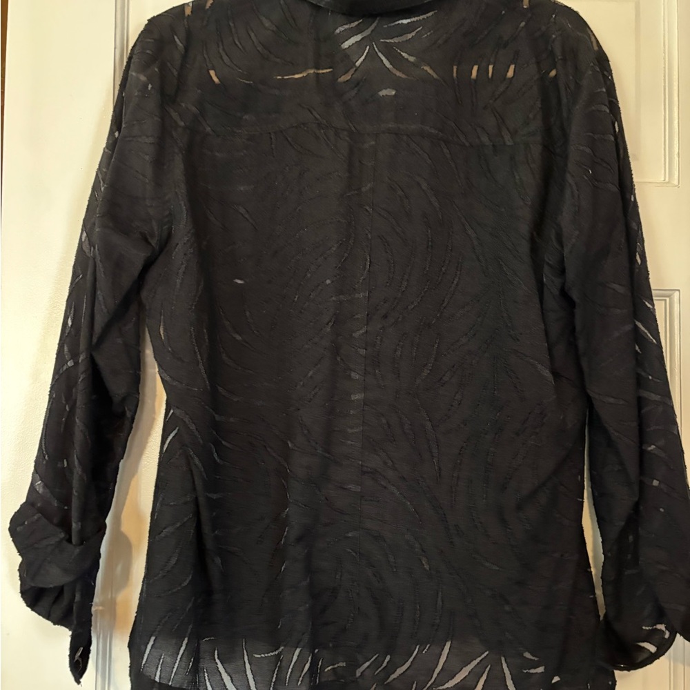 Chico's Black Open Patterned Blouse/Jacket - image 2